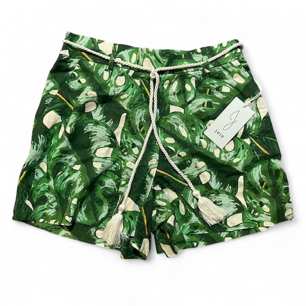 Joie Tropical Green Leaf Print High Waist Shorts M